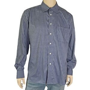 Joseph Abboud Dress Shirt Long Sleeve Spread Collar Plaid Check Blue Grey As New